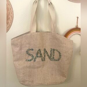 Beaded Jute Tote Bag